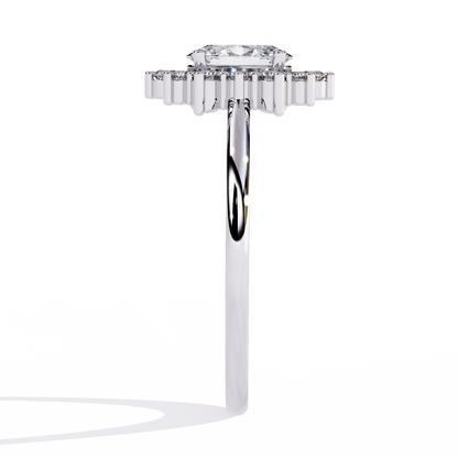 Oval And Round Cut Lab Grown Diamond Halo Solitaire Elegant Sparkling Prong Set Ring Gift For Annivrasry