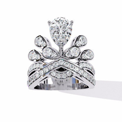 2.14Ct Pear And Round Cut Diamond Delicate Stunning Halo Vintage Sparkling Engagement Ring Special Day Gift For Her