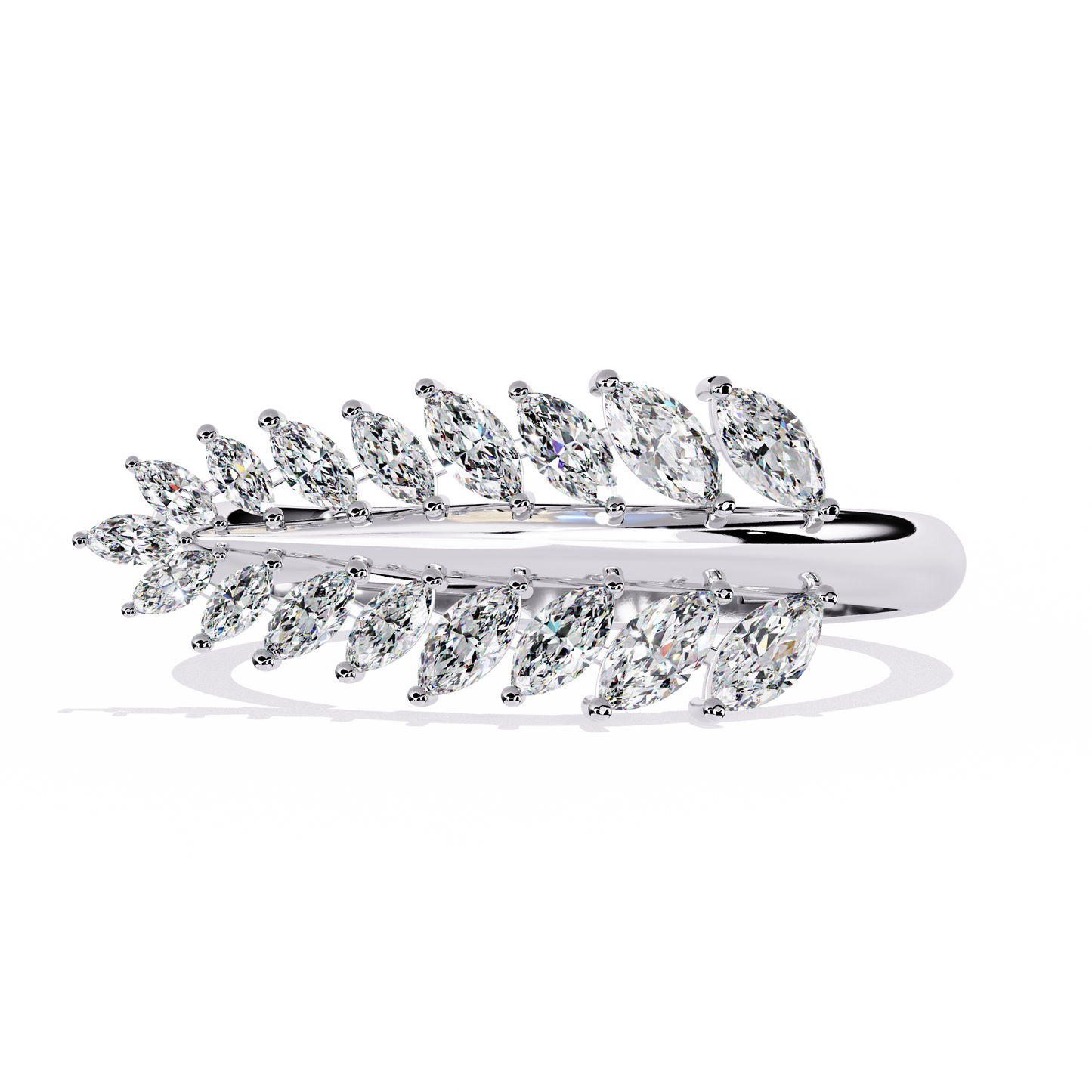 Marquise Cut Lab Grown Diamond Flora Inspired Leaf Olive Shape Antique Classics Statement Stacking Ring