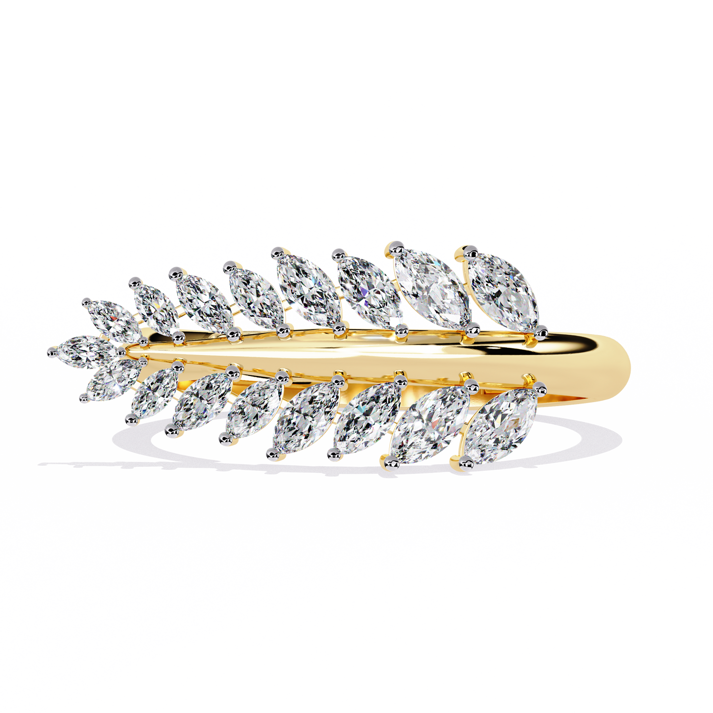 Marquise Cut Lab Grown Diamond Flora Inspired Leaf Olive Shape Antique Classics Statement Stacking Ring