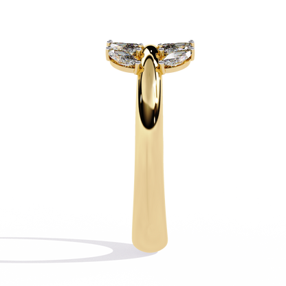 Marquise Cut Lab Grown Diamond Flora Inspired Leaf Olive Shape Antique Classics Statement Stacking Ring