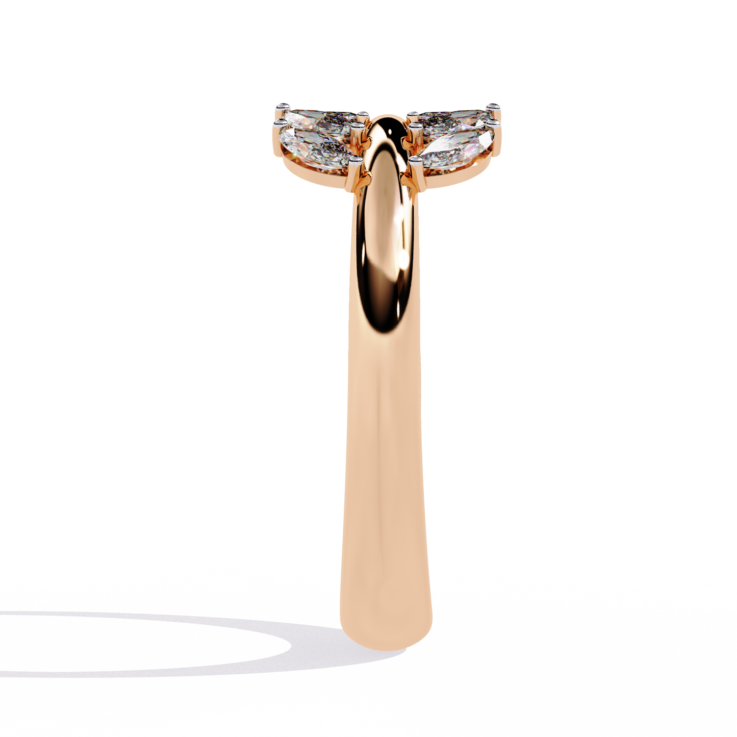 Marquise Cut Lab Grown Diamond Flora Inspired Leaf Olive Shape Antique Classics Statement Stacking Ring