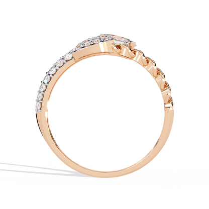 Oval And Round Cut Top Grade Lab Grown Diamond Bypass Elegant Art Deco Toi Moi Unique Engagement Ring