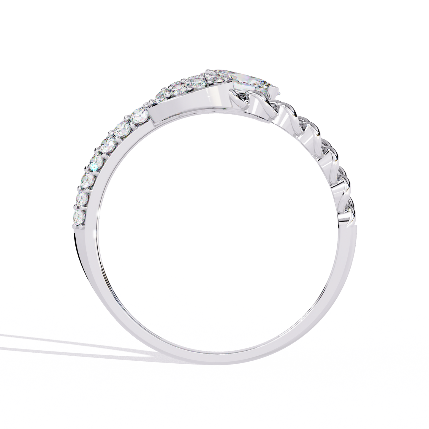 Oval And Round Cut Top Grade Lab Grown Diamond Bypass Elegant Art Deco Toi Moi Unique Engagement Ring