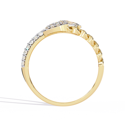 Oval And Round Cut Top Grade Lab Grown Diamond Bypass Elegant Art Deco Toi Moi Unique Engagement Ring