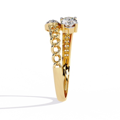 Oval And Round Cut Top Grade Lab Grown Diamond Bypass Elegant Art Deco Toi Moi Unique Engagement Ring