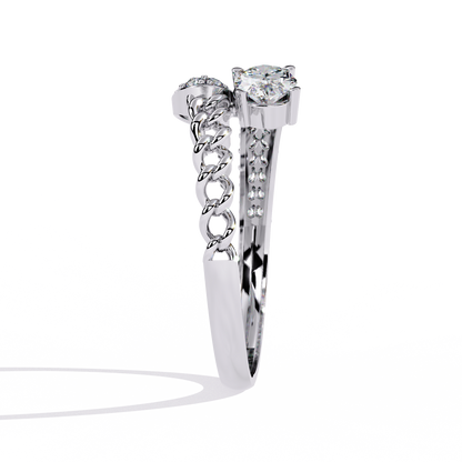 Oval And Round Cut Top Grade Lab Grown Diamond Bypass Elegant Art Deco Toi Moi Unique Engagement Ring