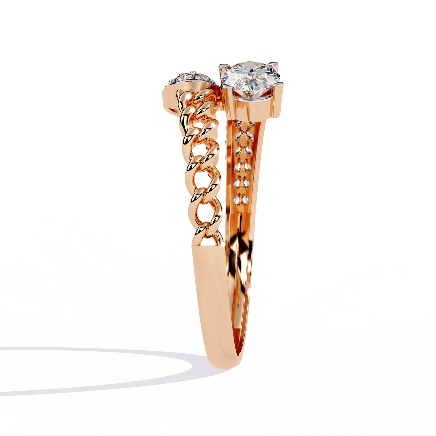 Oval And Round Cut Top Grade Lab Grown Diamond Bypass Elegant Art Deco Toi Moi Unique Engagement Ring