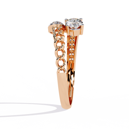 Oval And Round Cut Top Grade Lab Grown Diamond Bypass Elegant Art Deco Toi Moi Unique Engagement Ring