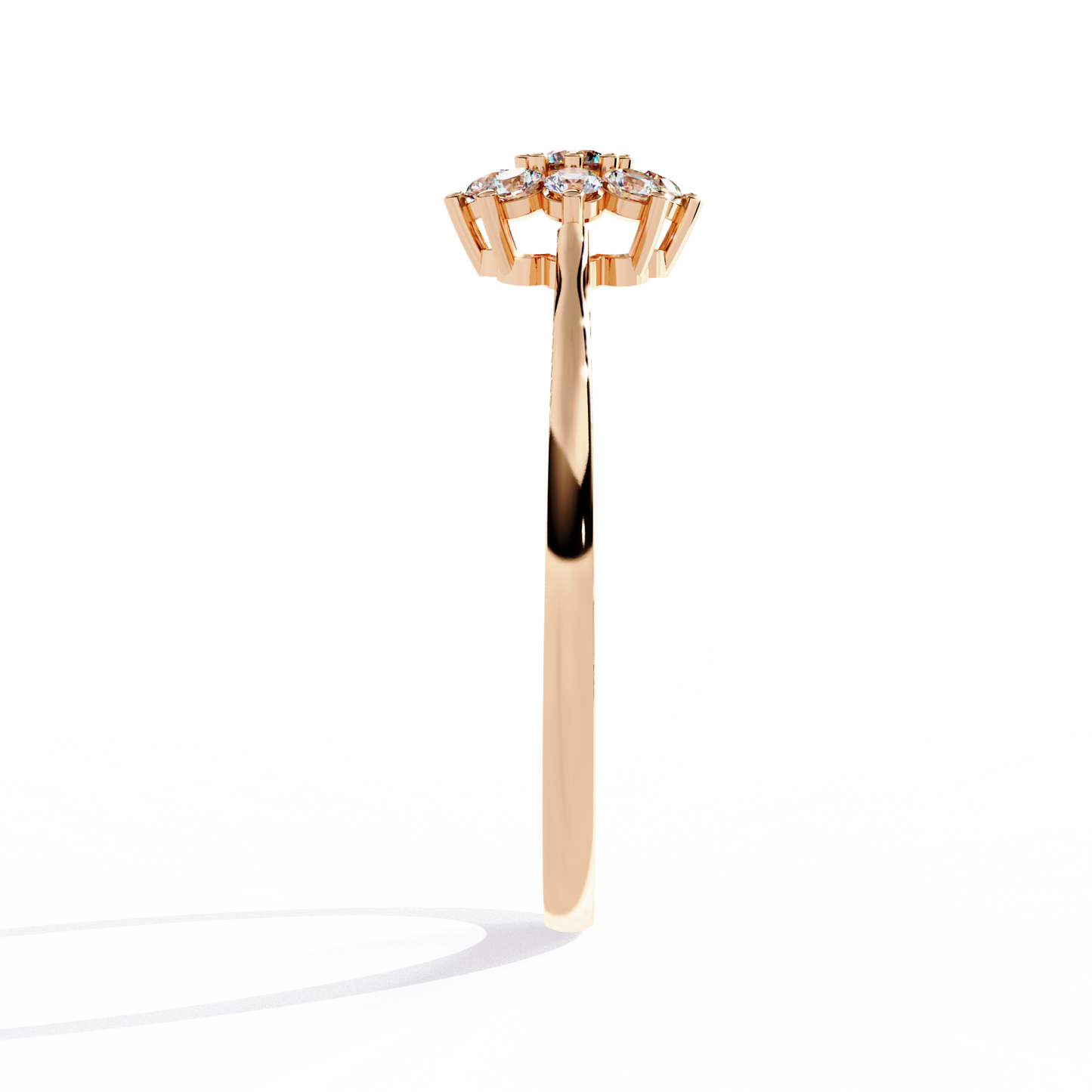 Round Cut Lab Grown Diamond Flower Shape  Halo Style Cluster Prong Set Daily Wear Ring