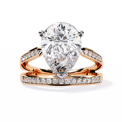 5.78Ct Pear And Round Cut Diamond Antique Vintage 10k Yellow Gold  Elegant Statement Dazzling Ring