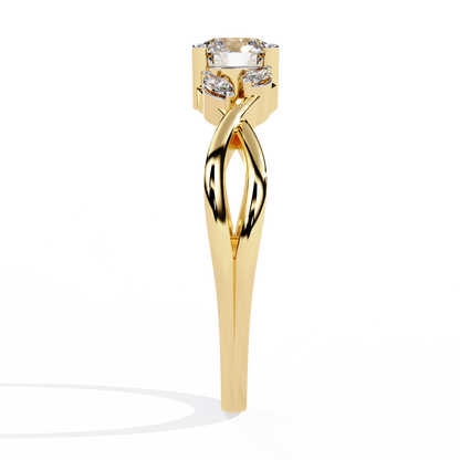 Round and Marquise Cut Lab Grown Diamond Handcrafted Promise Ring For Women's