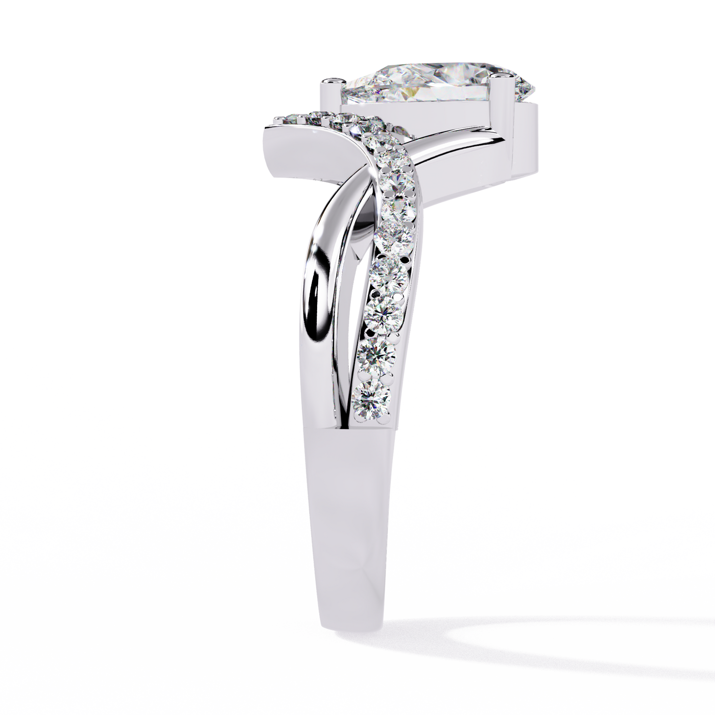 Pear And Round Cut Diamond White Colorless Elegant Dainty Classic Wedding Ring Gift For Bridal