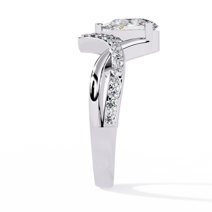 Pear And Round Cut Diamond White Colorless Elegant Dainty Classic Wedding Ring Gift For Bridal