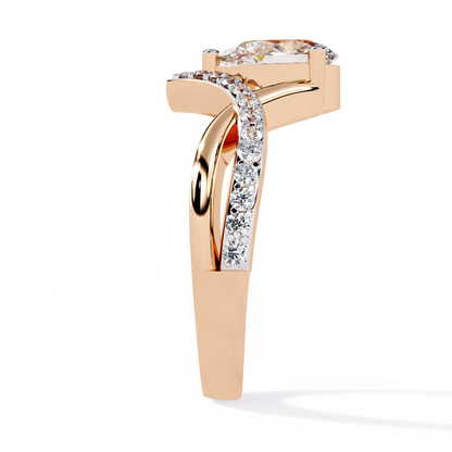 Pear And Round Cut Diamond White Colorless Elegant Dainty Classic Wedding Ring Gift For Bridal