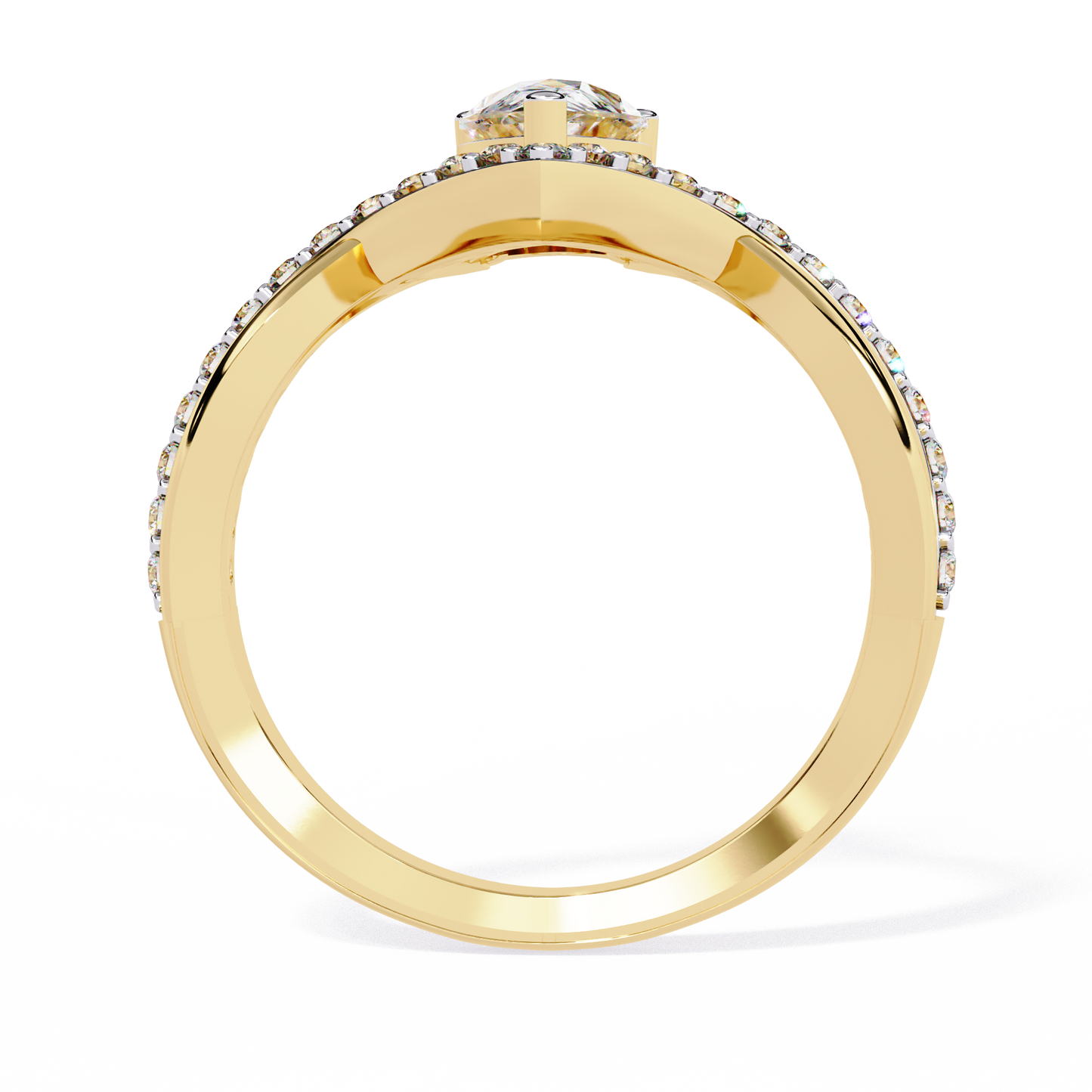 Pear And Round Cut Diamond White Colorless Elegant Dainty Classic Wedding Ring Gift For Bridal