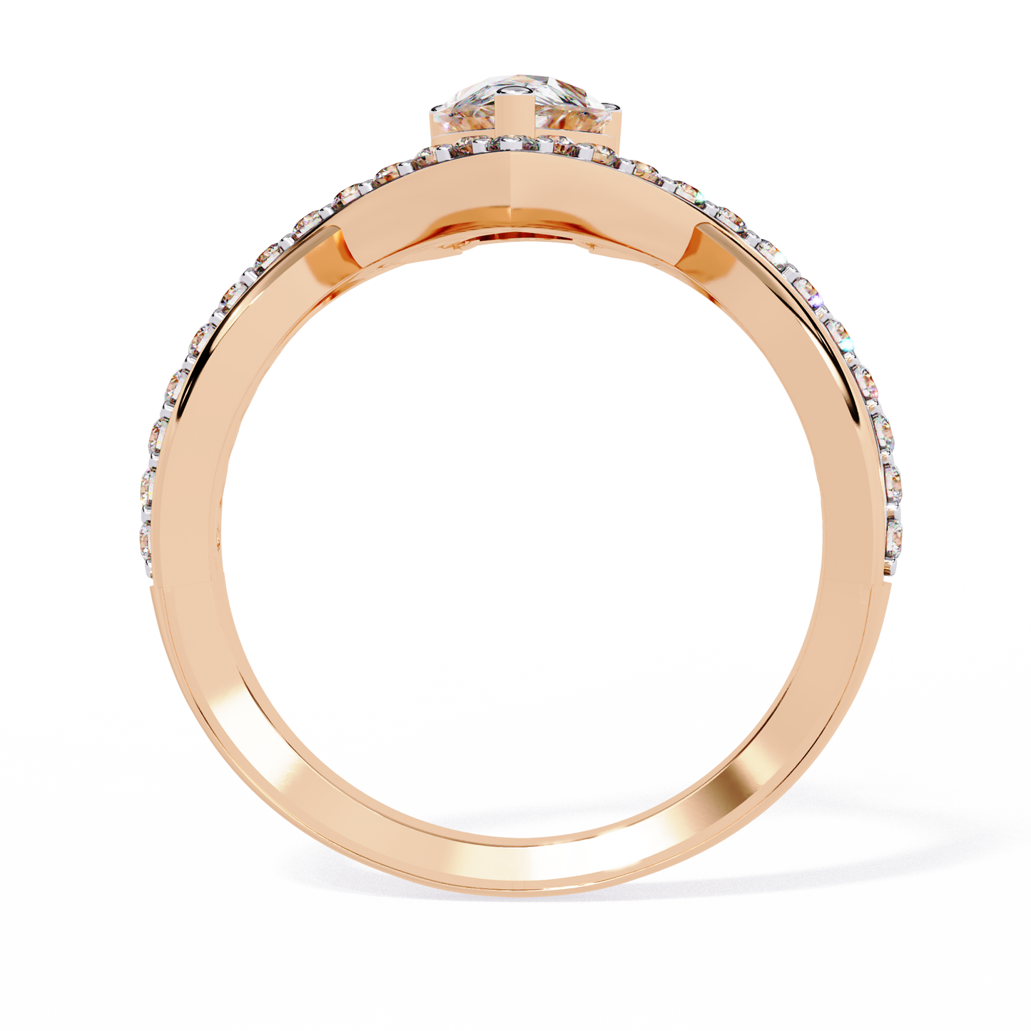 Pear And Round Cut Diamond White Colorless Elegant Dainty Classic Wedding Ring Gift For Bridal