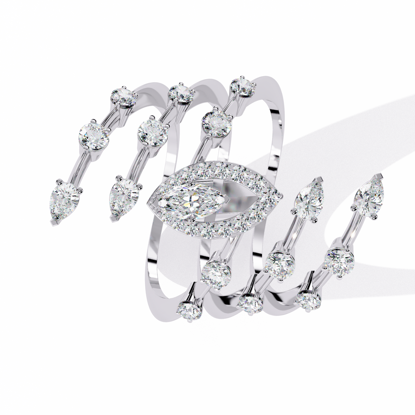 14k Solid Gold 1.18Ct Pear, Marquise and Round Cut Diamond Minimalist Stunning Perfect Engagement Ring