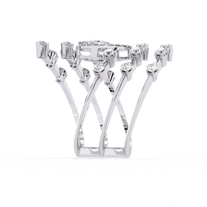 14k Solid Gold 1.18Ct Pear, Marquise and Round Cut Diamond Minimalist Stunning Perfect Engagement Ring