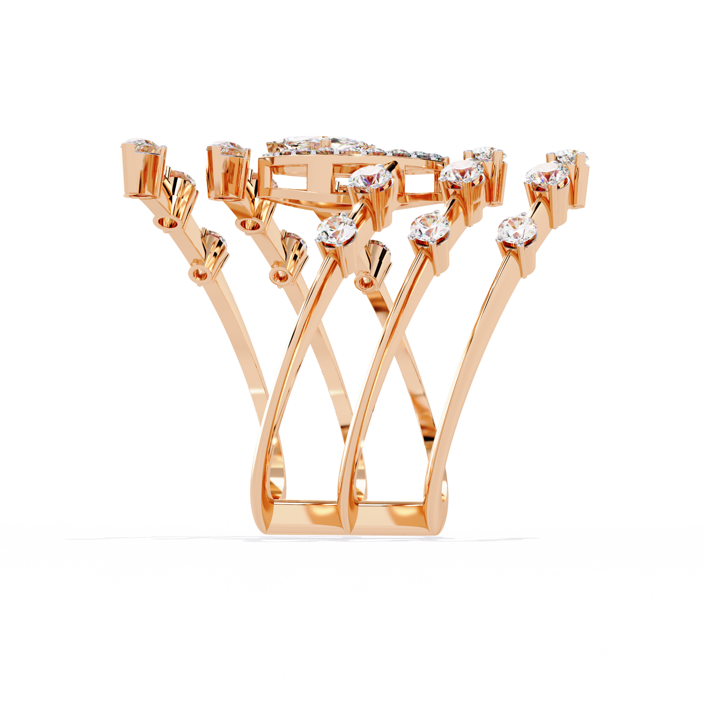 14k Solid Gold 1.18Ct Pear, Marquise and Round Cut Diamond Minimalist Stunning Perfect Engagement Ring