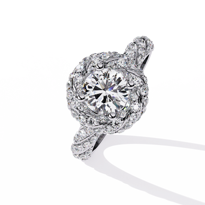 Round Cut 1.44Ct Lab Grown Diamond Halo Style Art Deco Elegant Statement Annivrasry Ring Gift For Her