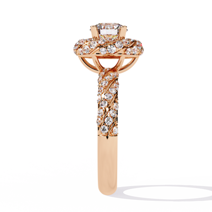 Round Cut 1.44Ct Lab Grown Diamond Halo Style Art Deco Elegant Statement Annivrasry Ring Gift For Her