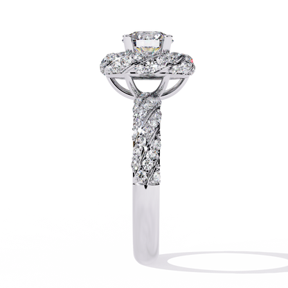 Round Cut 1.44Ct Lab Grown Diamond Halo Style Art Deco Elegant Statement Annivrasry Ring Gift For Her