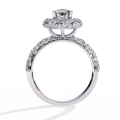 Round Cut 1.44Ct Lab Grown Diamond Halo Style Art Deco Elegant Statement Annivrasry Ring Gift For Her