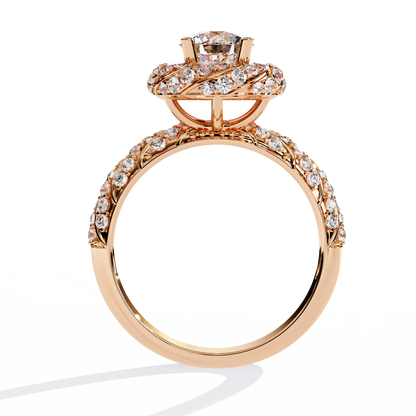 Round Cut 1.44Ct Lab Grown Diamond Halo Style Art Deco Elegant Statement Annivrasry Ring Gift For Her