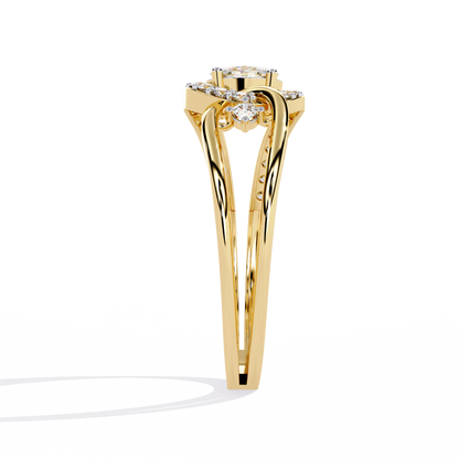 Oval And Round Cut Lab Grown Diamond Unique Handcrafted Prong Set Dainty Wedding Ring For Her