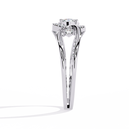 Oval And Round Cut Lab Grown Diamond Unique Handcrafted Prong Set Dainty Wedding Ring For Her