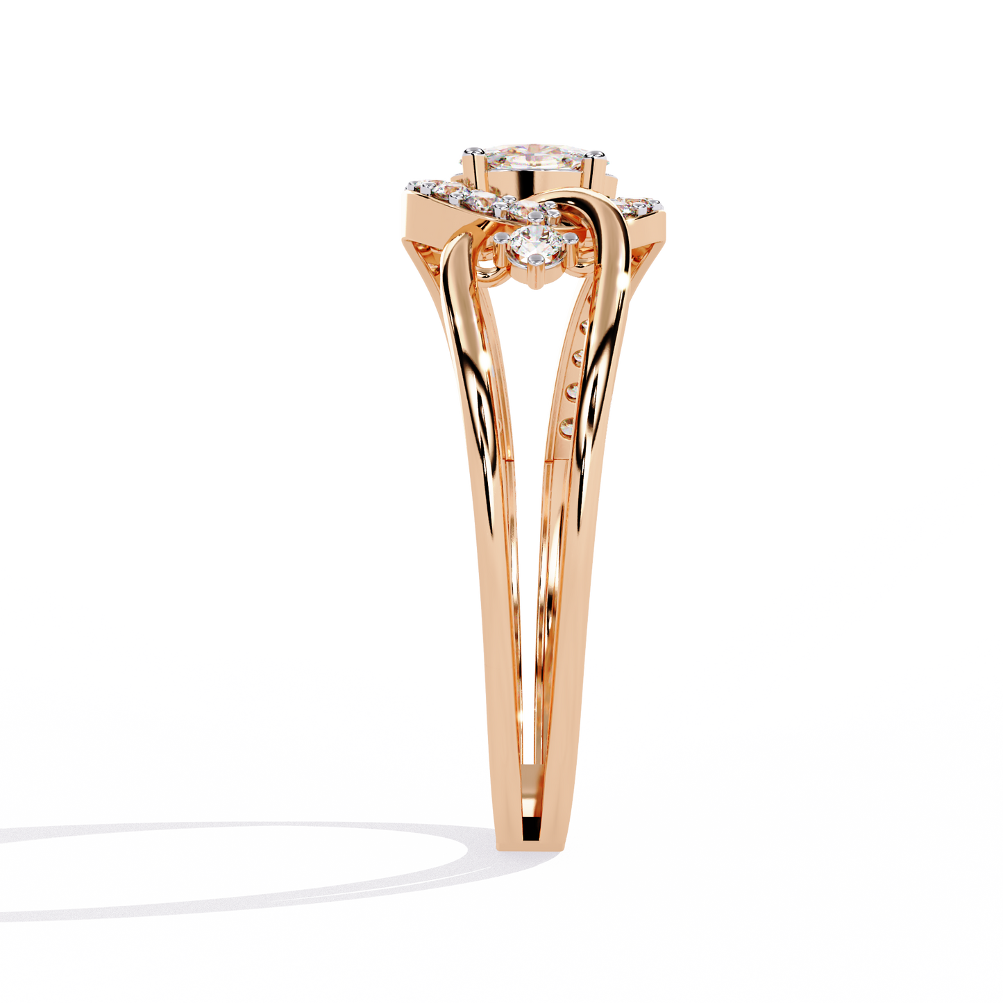 Oval And Round Cut Lab Grown Diamond Unique Handcrafted Prong Set Dainty Wedding Ring For Her