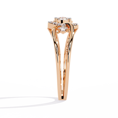 Oval And Round Cut Lab Grown Diamond Unique Handcrafted Prong Set Dainty Wedding Ring For Her