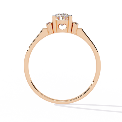 Oval And Round Cut Diamond Cluster Delicate Vantage Halo Style Dainty Minimalist Solitaire Ring