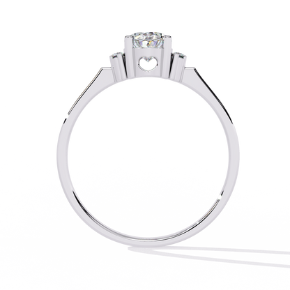 Oval And Round Cut Diamond Cluster Delicate Vantage Halo Style Dainty Minimalist Solitaire Ring