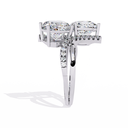 5.04Ct Round And Cushion Square Cut Diamond Elegance Timeless Stunning Dainty Bridesmaid Ring