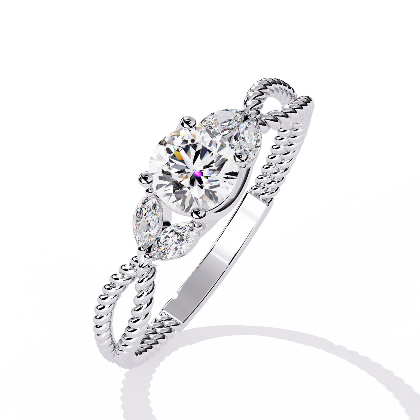 Marquise And Round Cut Diamond Twisted Elegant Art Deco Prefect Sparkling 5 Stone Promise Ring For Her