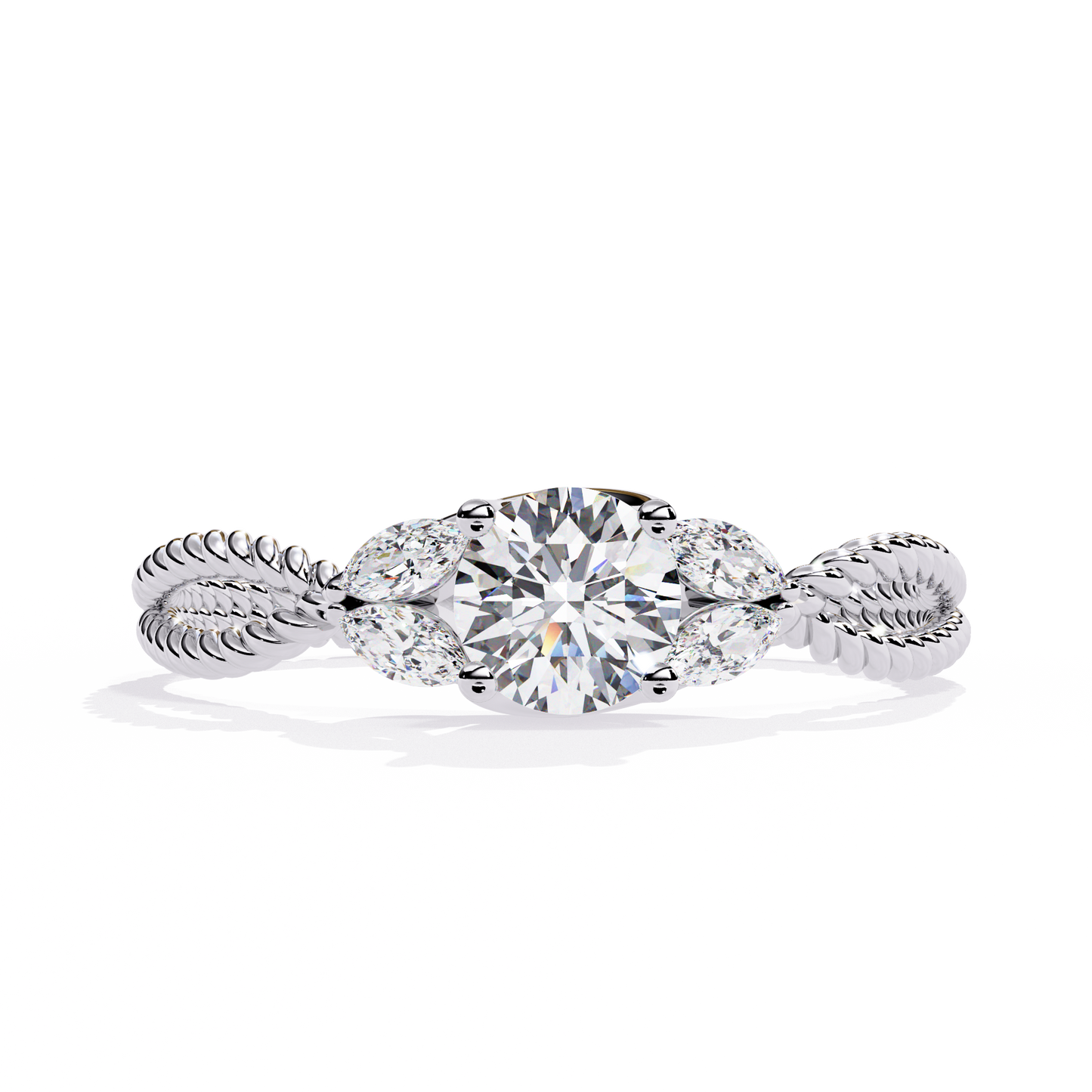 Marquise And Round Cut Diamond Twisted Elegant Art Deco Prefect Sparkling 5 Stone Promise Ring For Her