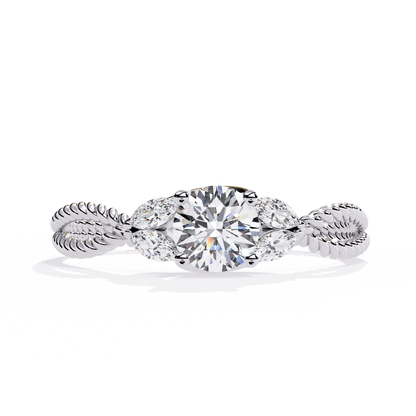 Marquise And Round Cut Diamond Twisted Elegant Art Deco Prefect Sparkling 5 Stone Promise Ring For Her