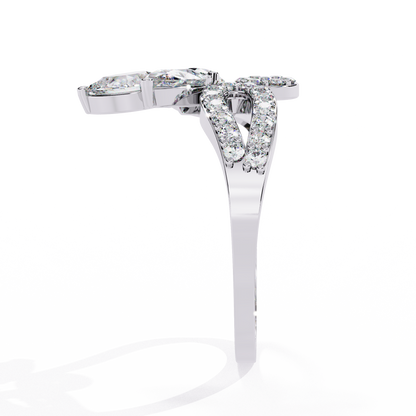 1.21Ct Pear And Round Cut Lab Grown Diamond  Antique Delicate Vintage Party Wear Ring For Women's