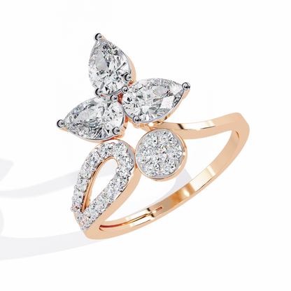 1.21Ct Pear And Round Cut Lab Grown Diamond  Antique Delicate Vintage Party Wear Ring For Women's