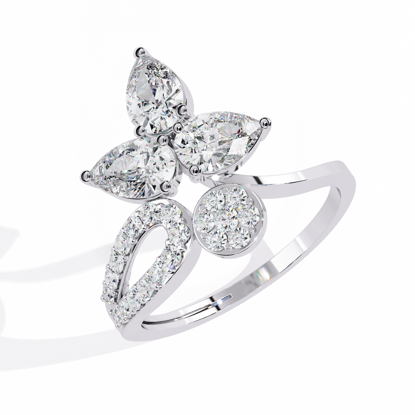 1.21Ct Pear And Round Cut Lab Grown Diamond  Antique Delicate Vintage Party Wear Ring For Women's