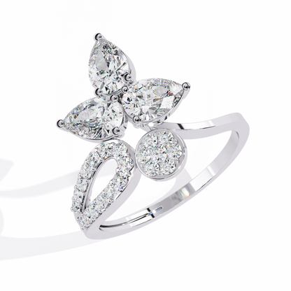 1.21Ct Pear And Round Cut Lab Grown Diamond  Antique Delicate Vintage Party Wear Ring For Women's