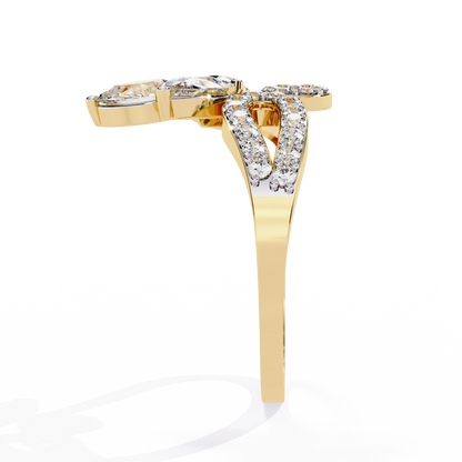 1.21Ct Pear And Round Cut Lab Grown Diamond  Antique Delicate Vintage Party Wear Ring For Women's