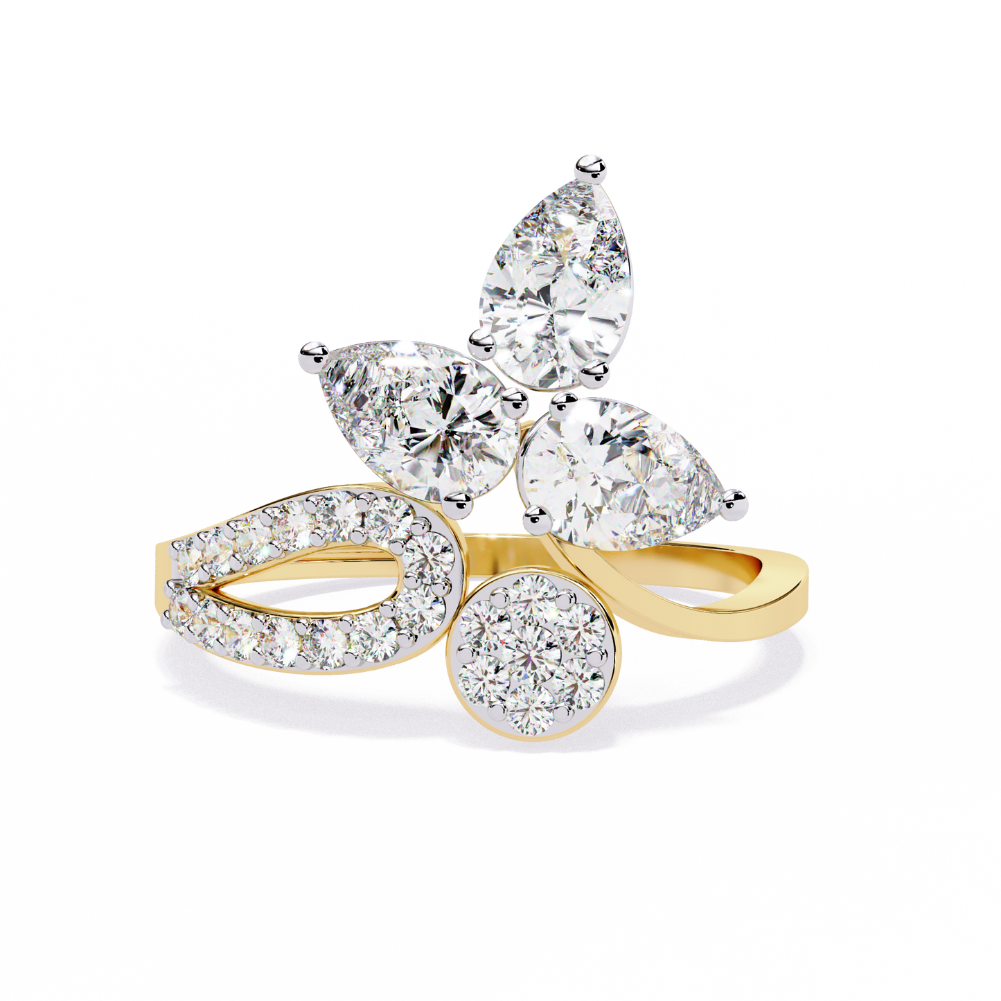 1.21Ct Pear And Round Cut Lab Grown Diamond  Antique Delicate Vintage Party Wear Ring For Women's