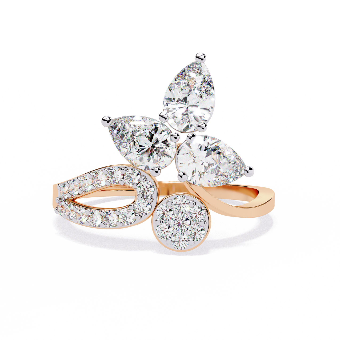 1.21Ct Pear And Round Cut Lab Grown Diamond  Antique Delicate Vintage Party Wear Ring For Women's