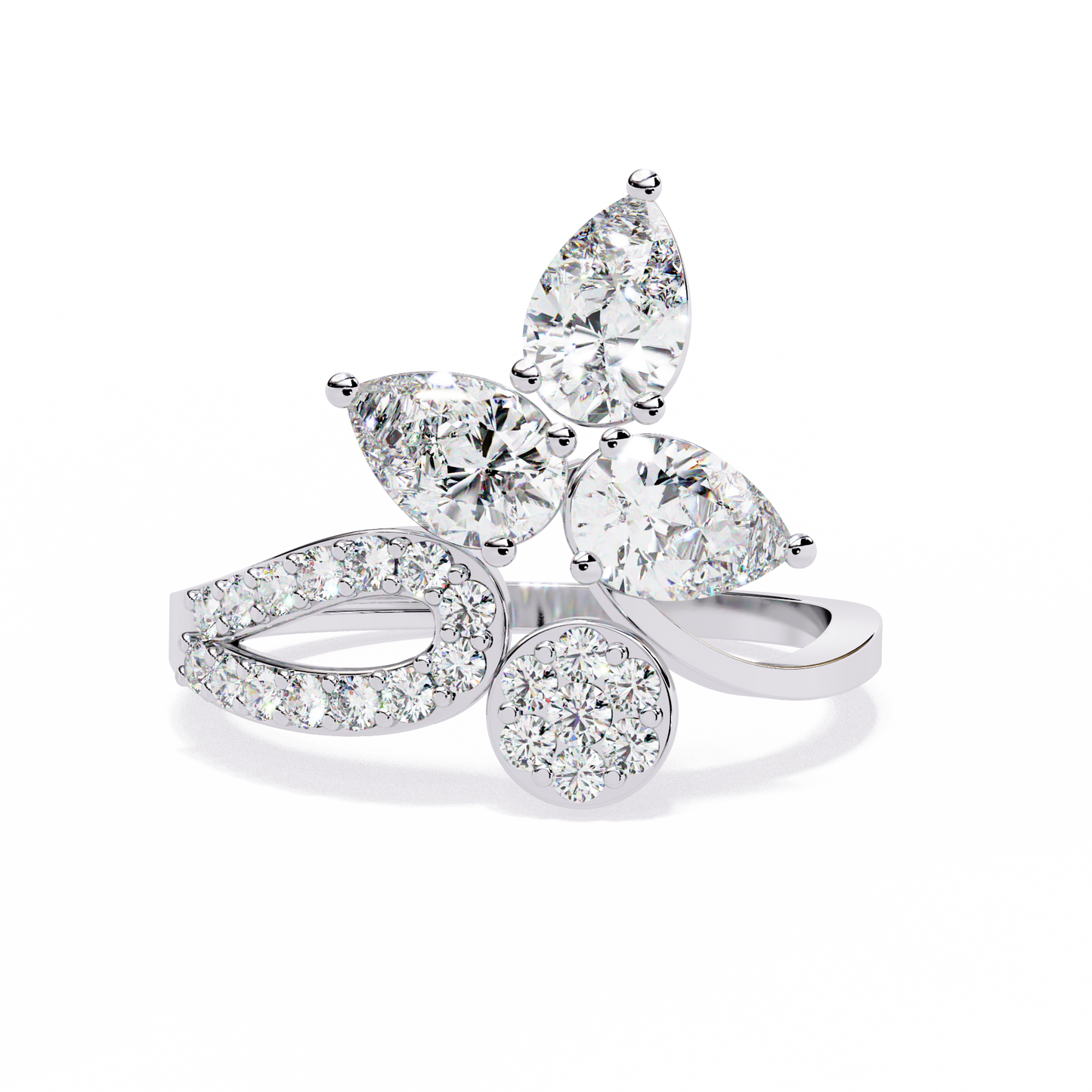 1.21Ct Pear And Round Cut Lab Grown Diamond  Antique Delicate Vintage Party Wear Ring For Women's