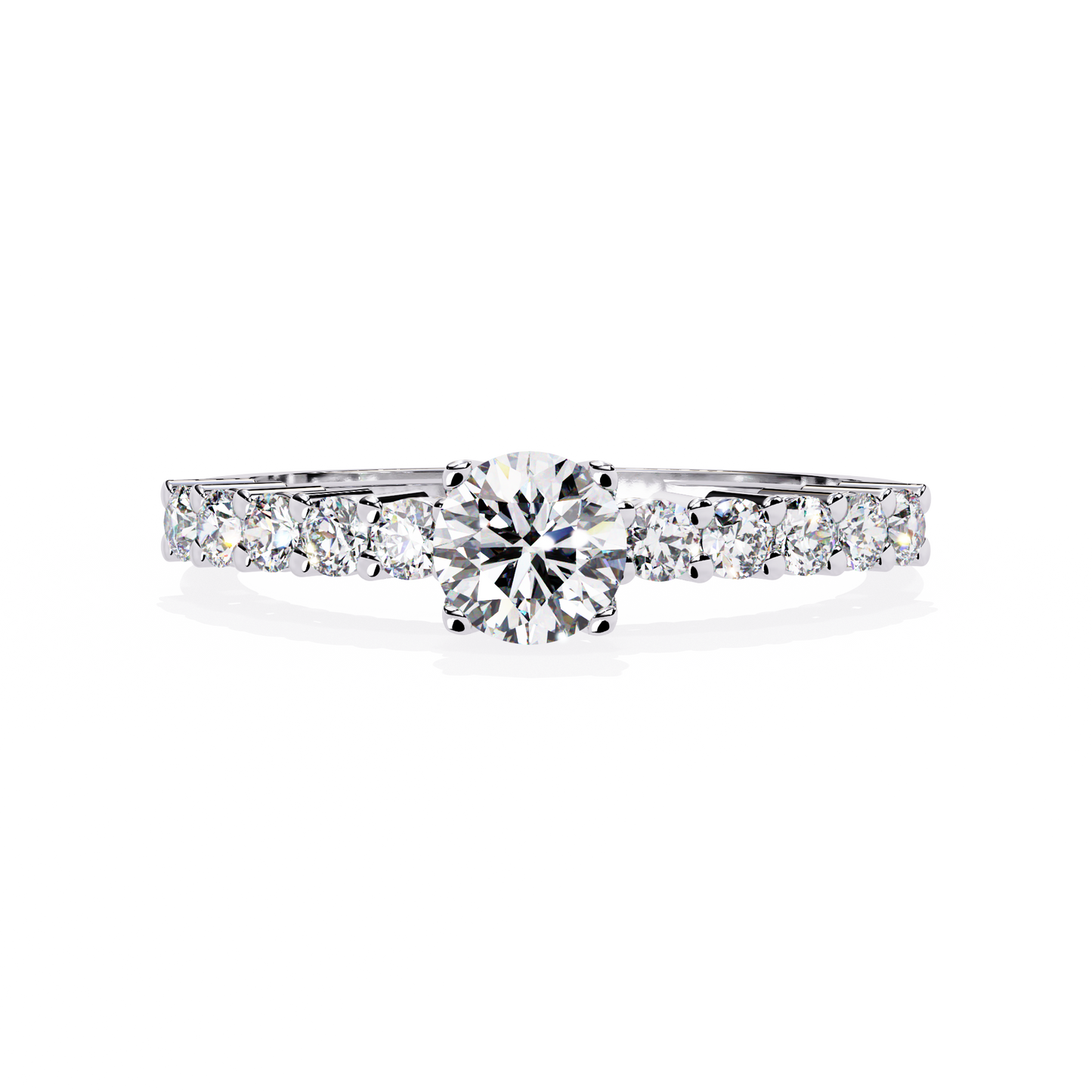 Round Cut  High Quality Lab Grown Diamond Half Eternity Elegant Accented Proposer Ring For Her