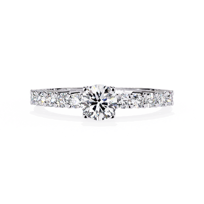 Round Cut  High Quality Lab Grown Diamond Half Eternity Elegant Accented Proposer Ring For Her