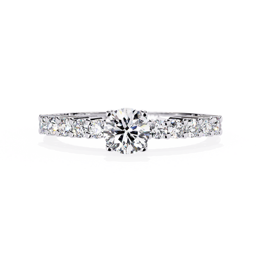 Round Cut  High Quality Lab Grown Diamond Half Eternity Elegant Accented Proposer Ring For Her